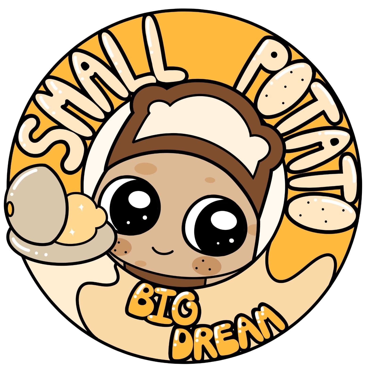Small Potato BIG Dream mascot: a smiling potato in a baker's hat